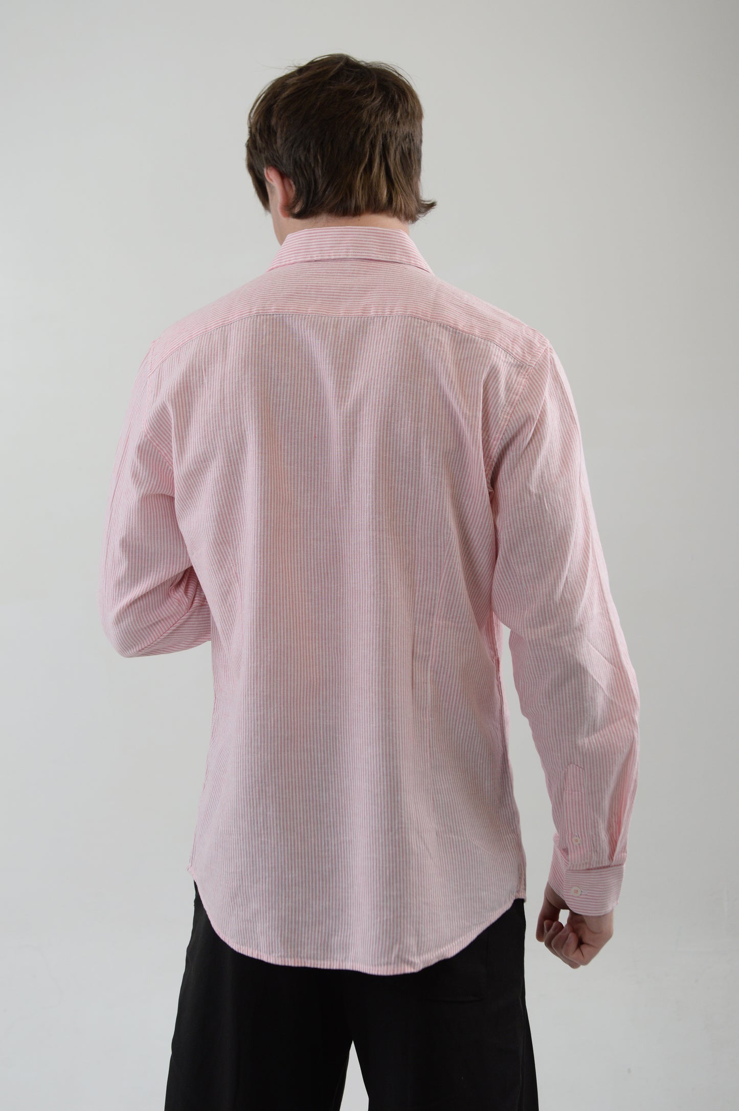 CAMICIA ROSA MISTO LINO MILLE RIGHE