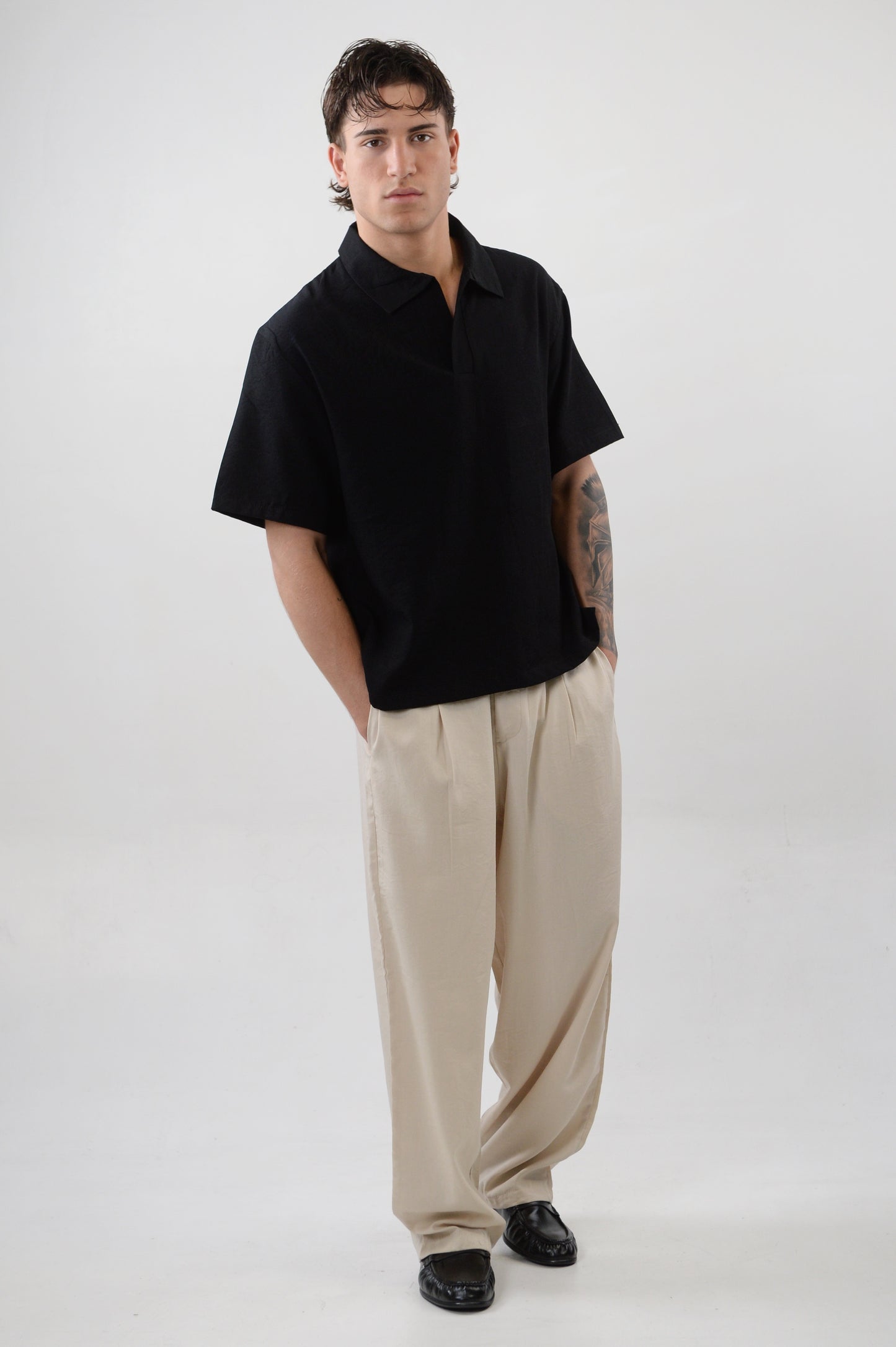 PANTALONE BEIGE MISTO LINO