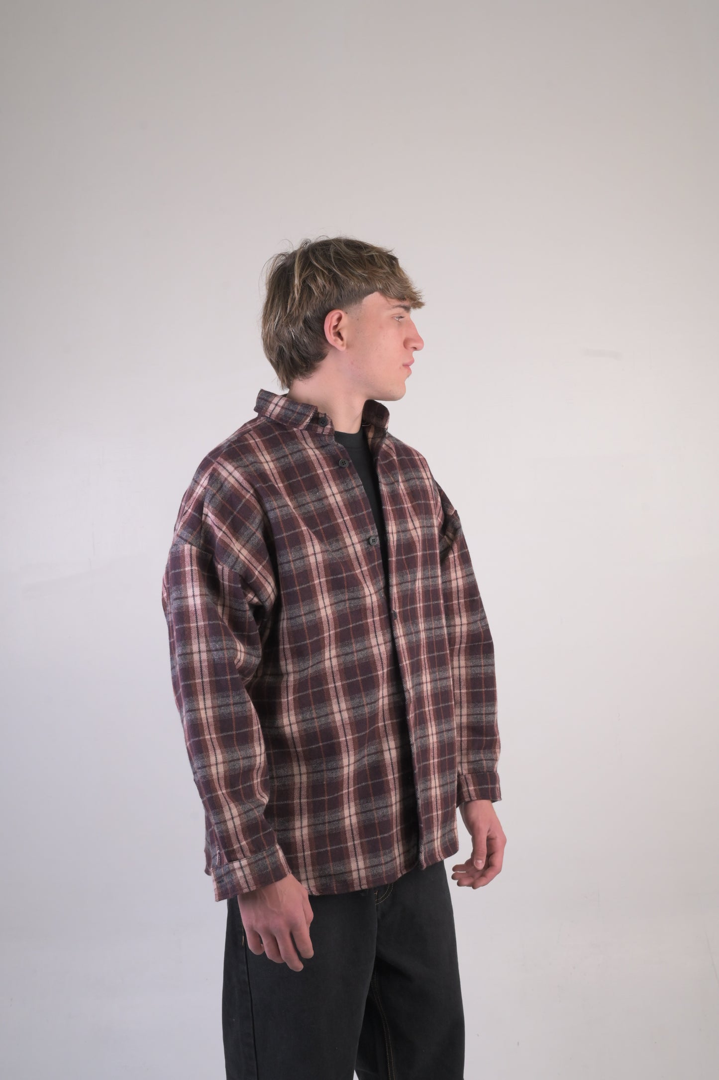 camicia oversize bordo