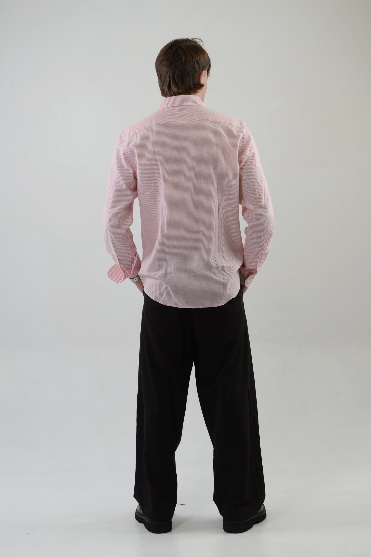 CAMICIA ROSA MISTO LINO MILLE RIGHE