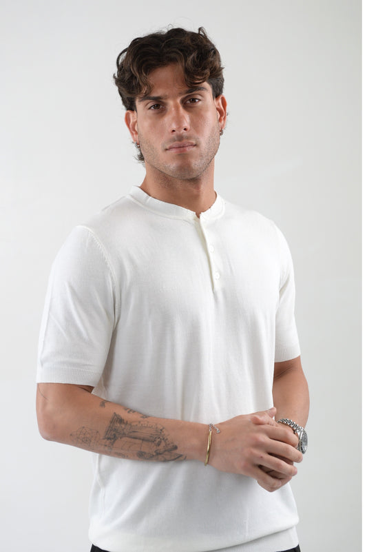 MAGLIA A BOTTONI PORTO CERVO WHITE