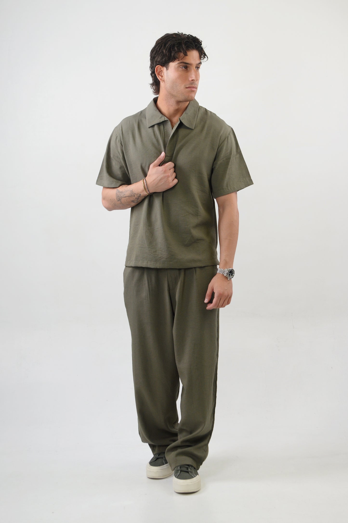 PANTALONE MYKONOS MISTO LINO VERDE