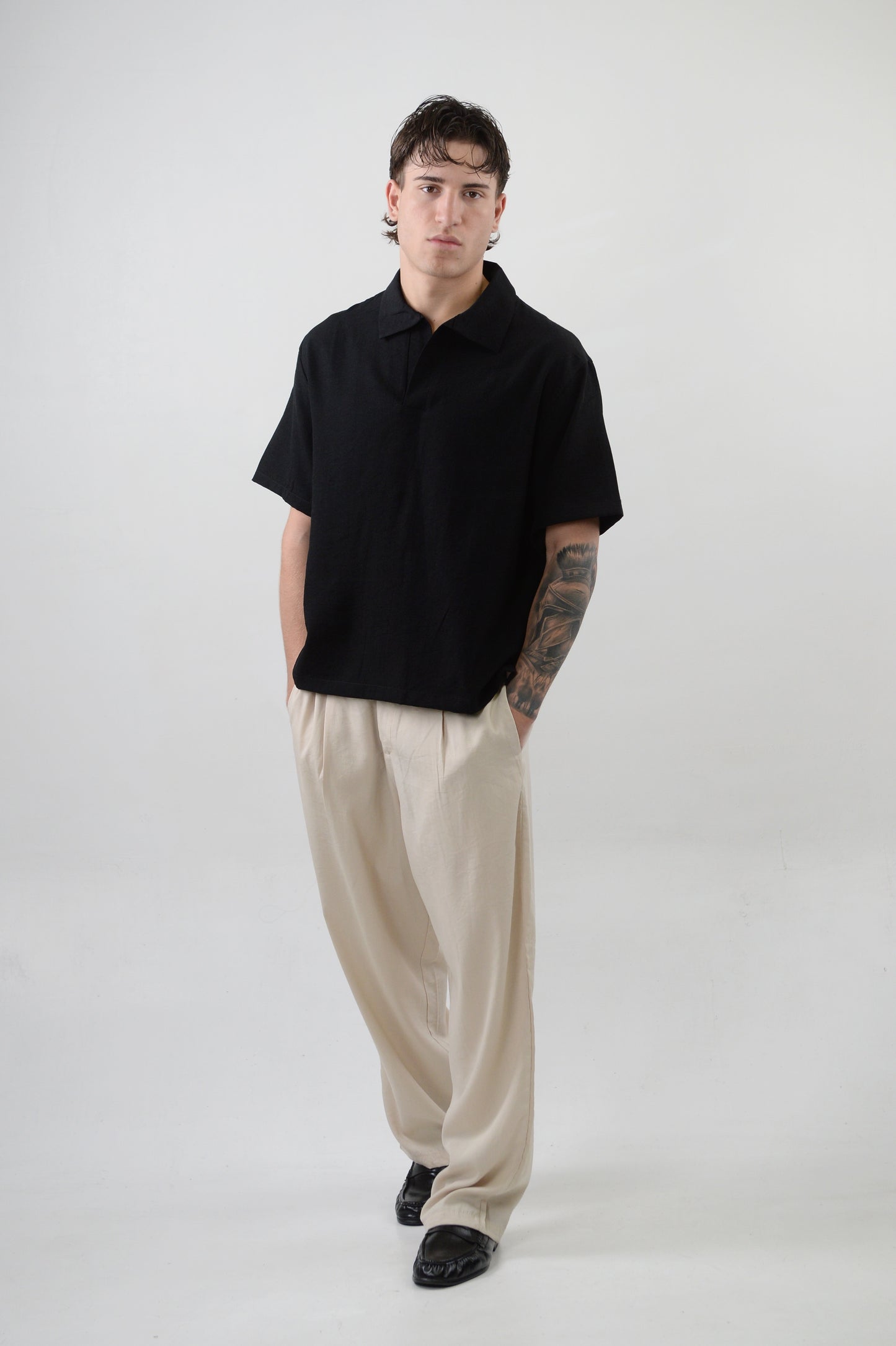 PANTALONE BEIGE MISTO LINO