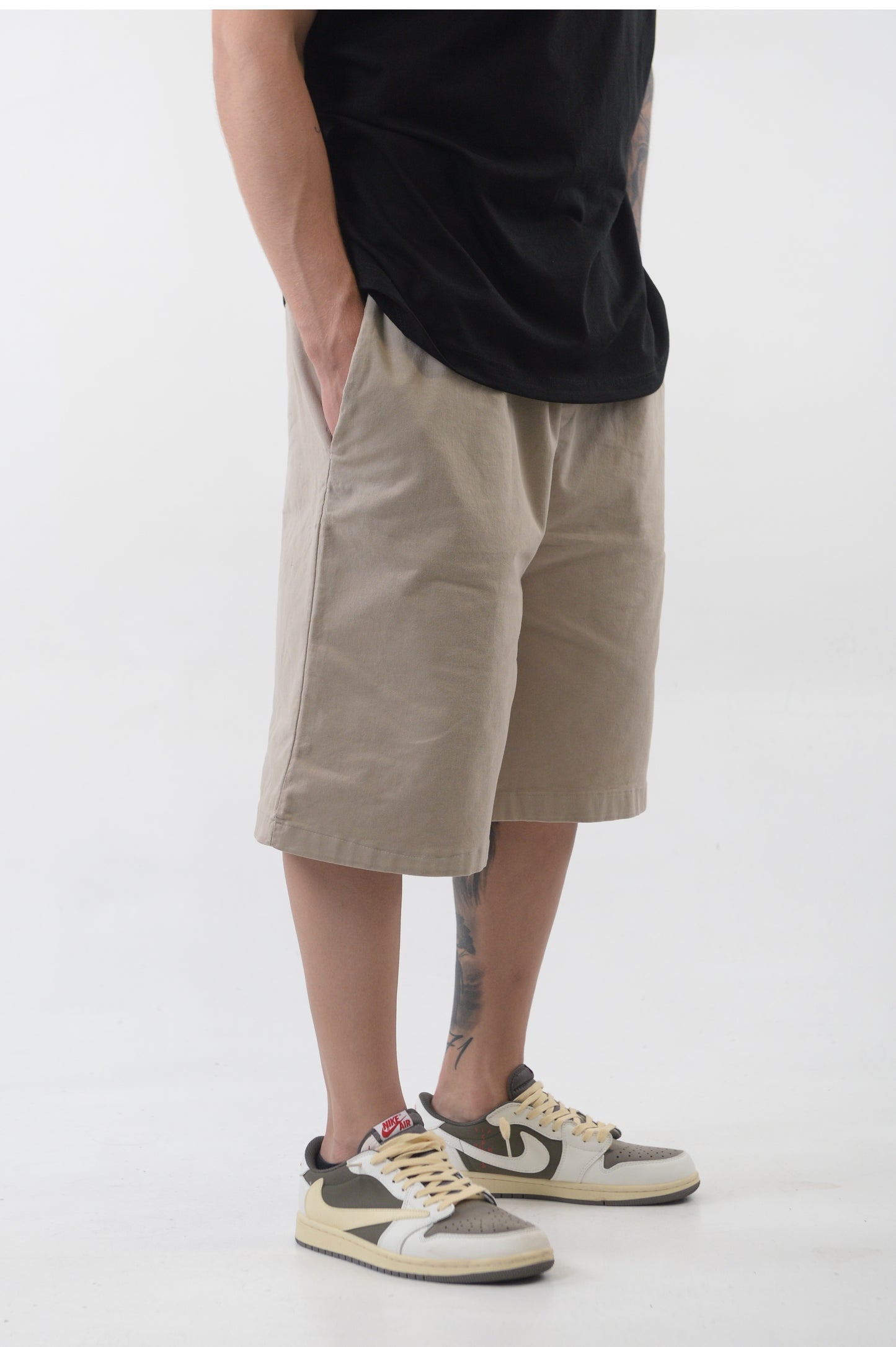 PANTALONCINO BEIGE SKATER FIT