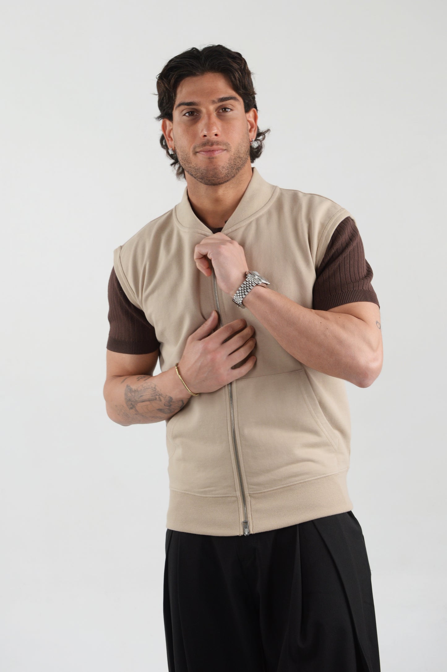 SMANICATO FELPATO BEIGE