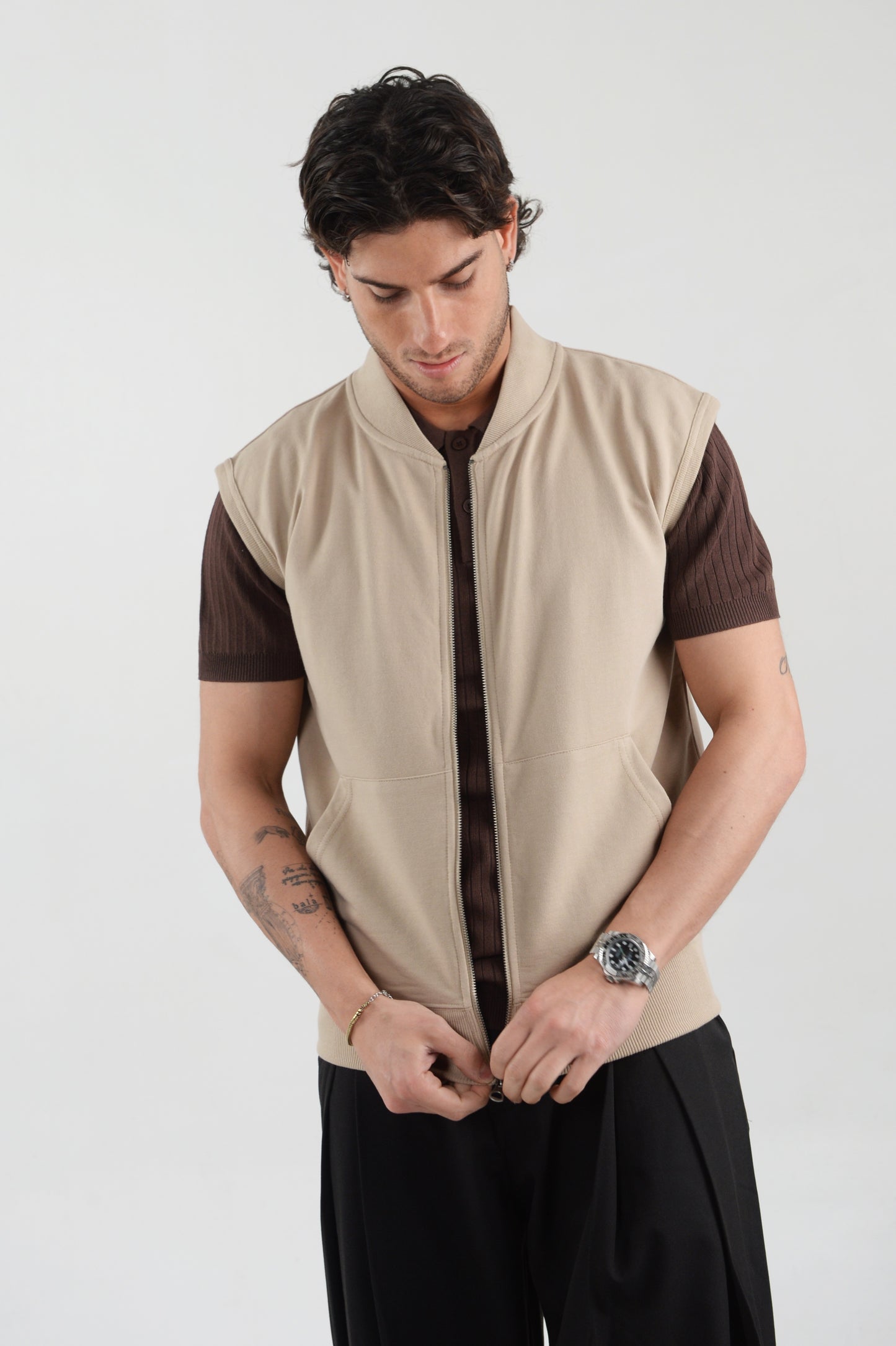 SMANICATO FELPATO BEIGE