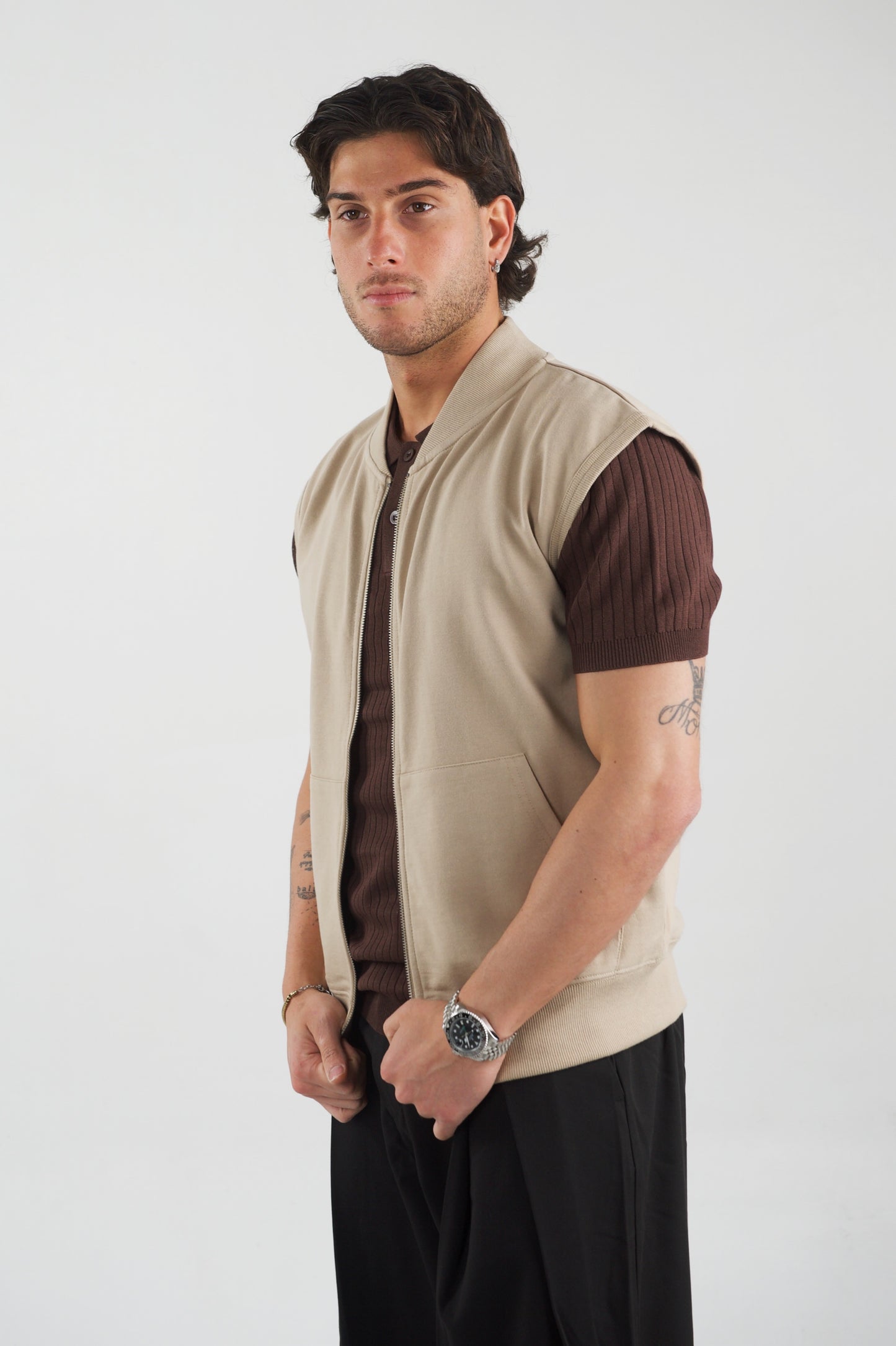 SMANICATO FELPATO BEIGE