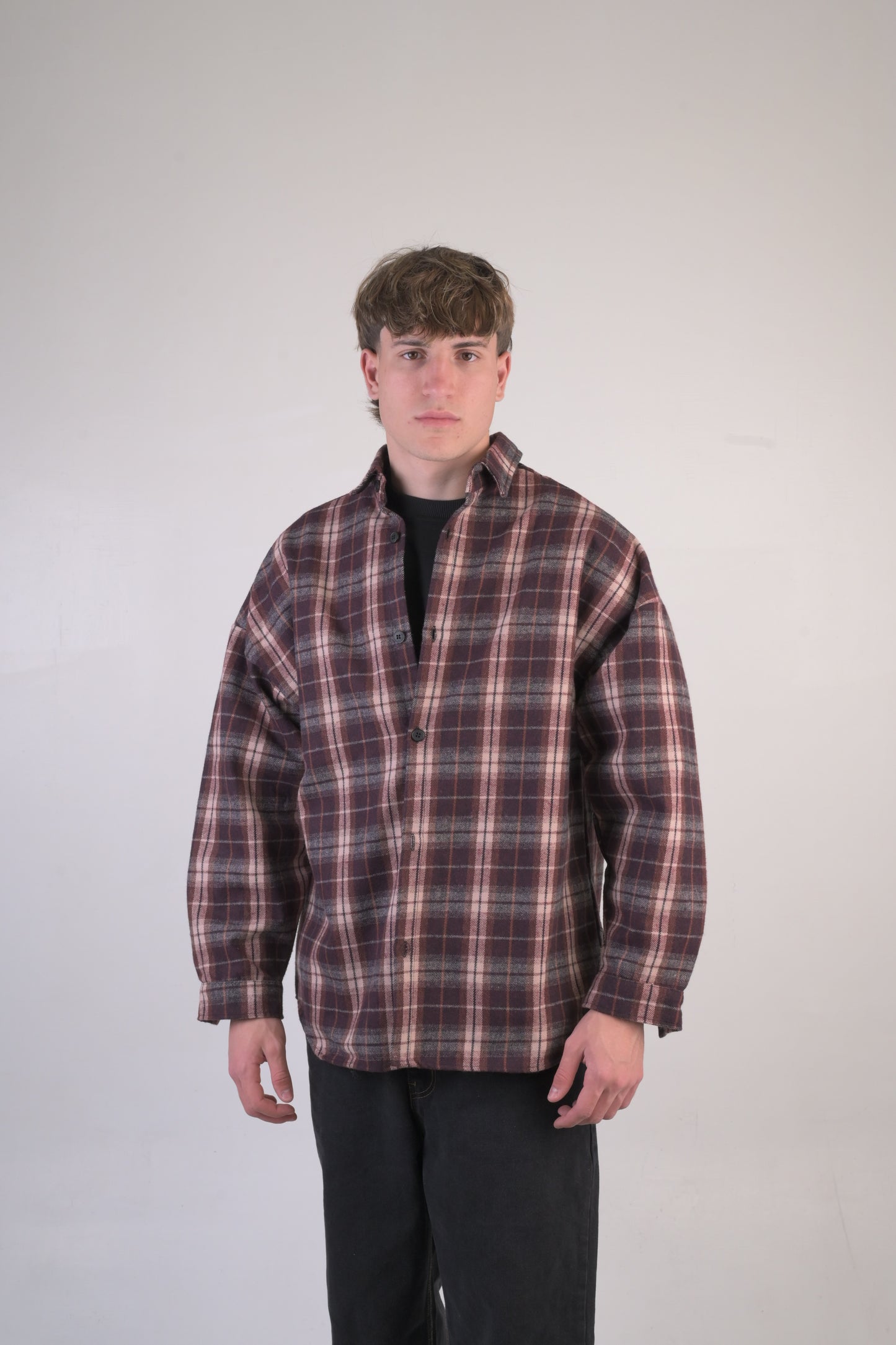 camicia oversize bordo