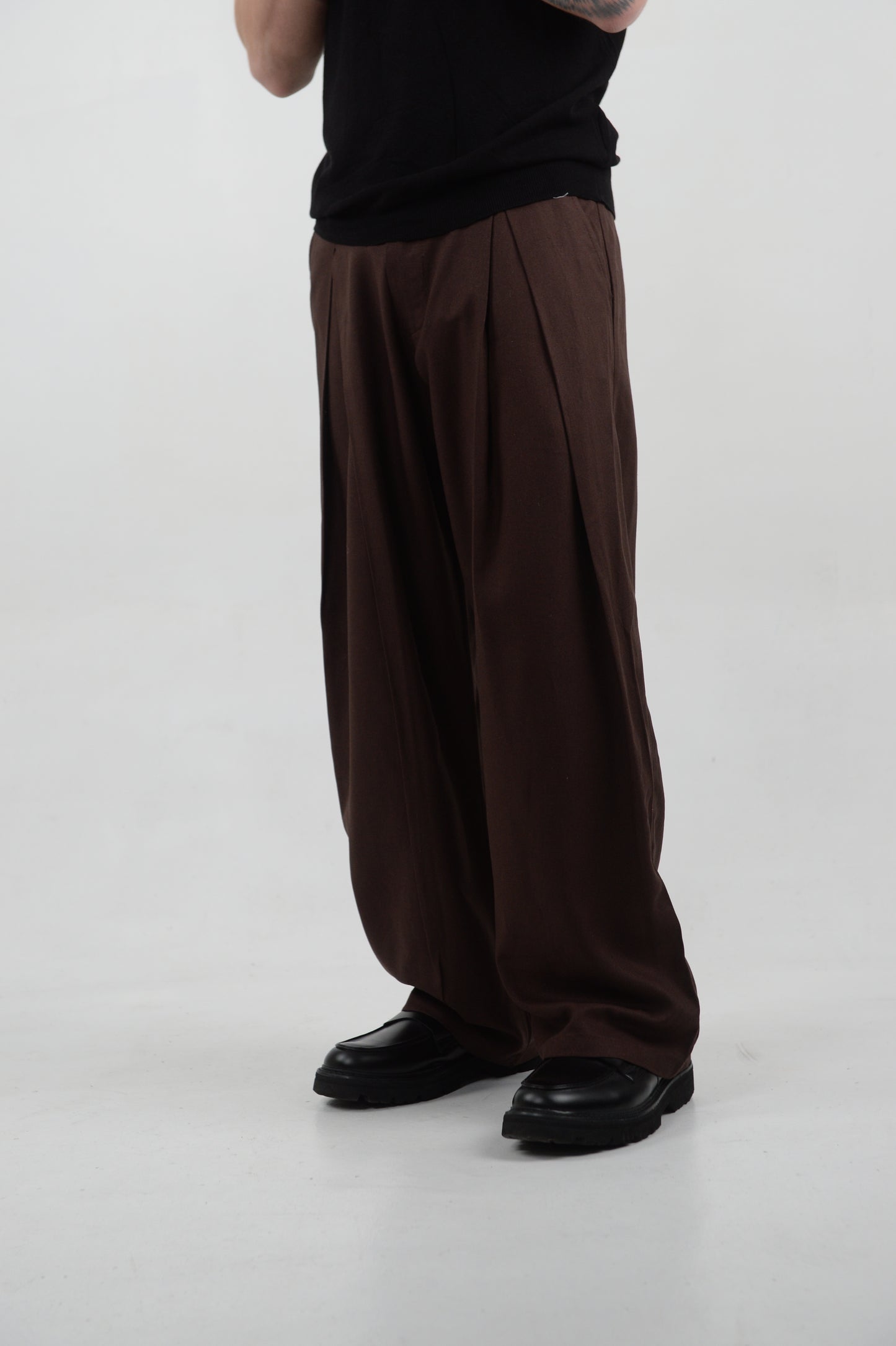 PANTALONE MISTO LINO BROWN