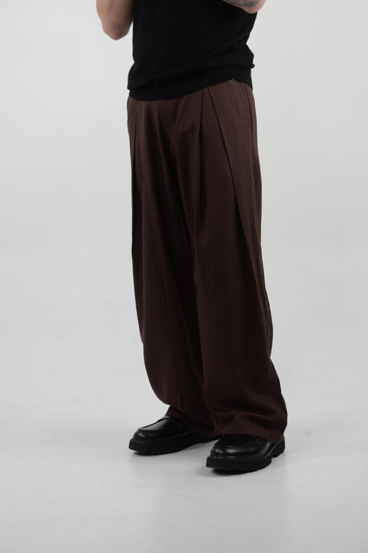 PANTALONE MISTO LINO BROWN