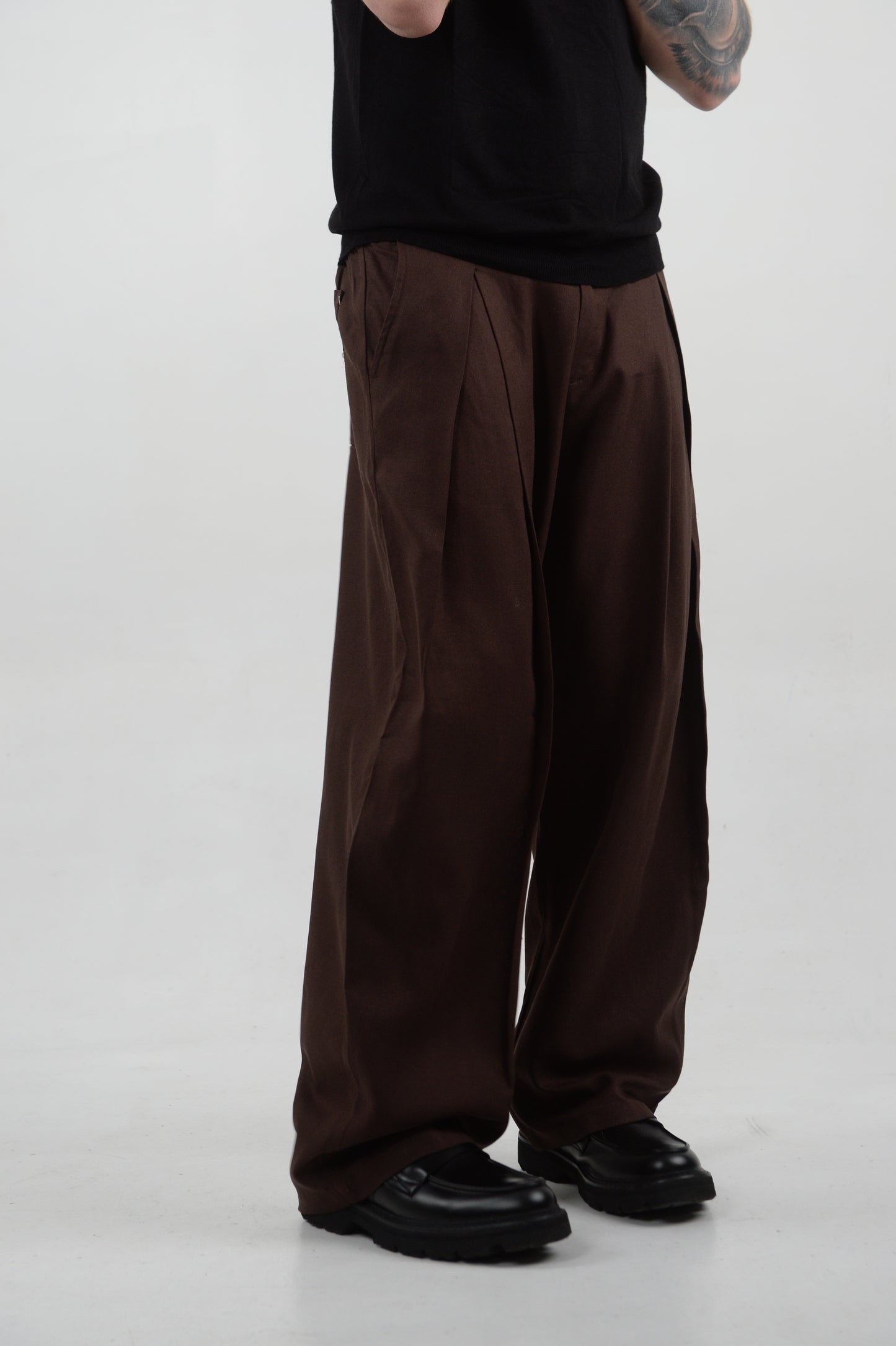 PANTALONE MISTO LINO BROWN