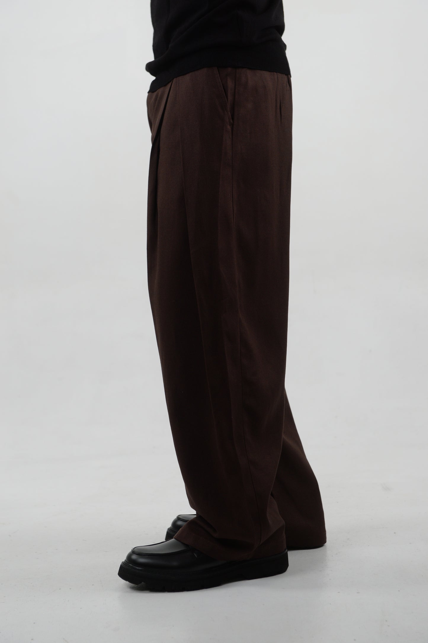 PANTALONE MISTO LINO BROWN